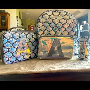 Justice Sequin “A” Backpack set